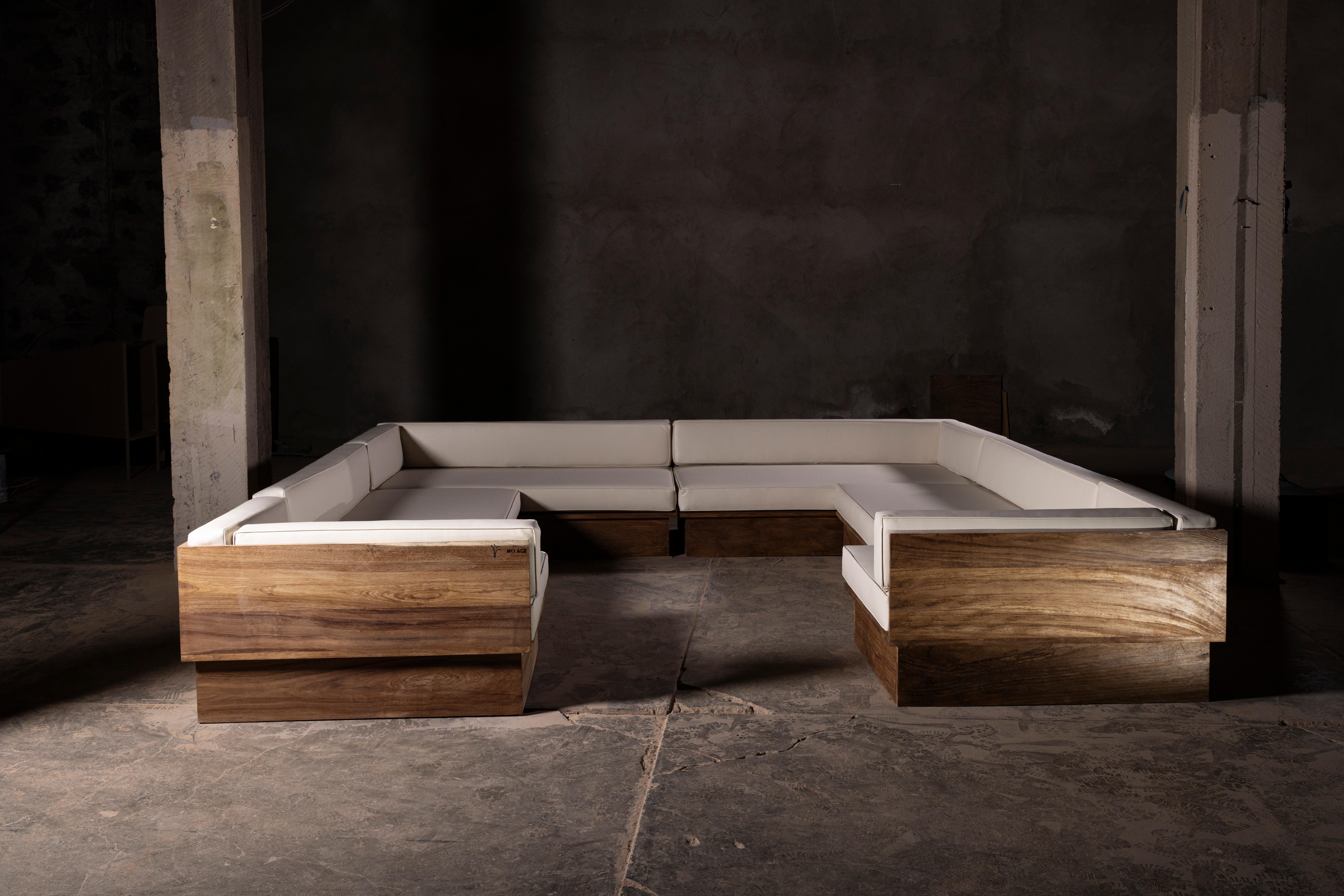 Exterior U-Shaped Sofa in Parota Wood & Synthetic Leather by No Age Studio
Dimensions: D 30.5 x W 30.5 x H 63.5 cm. 
Materials: Parota wood and synthetic leather.

No Age Studio - Handcrafted Furniture

Every piece we create is made to order,