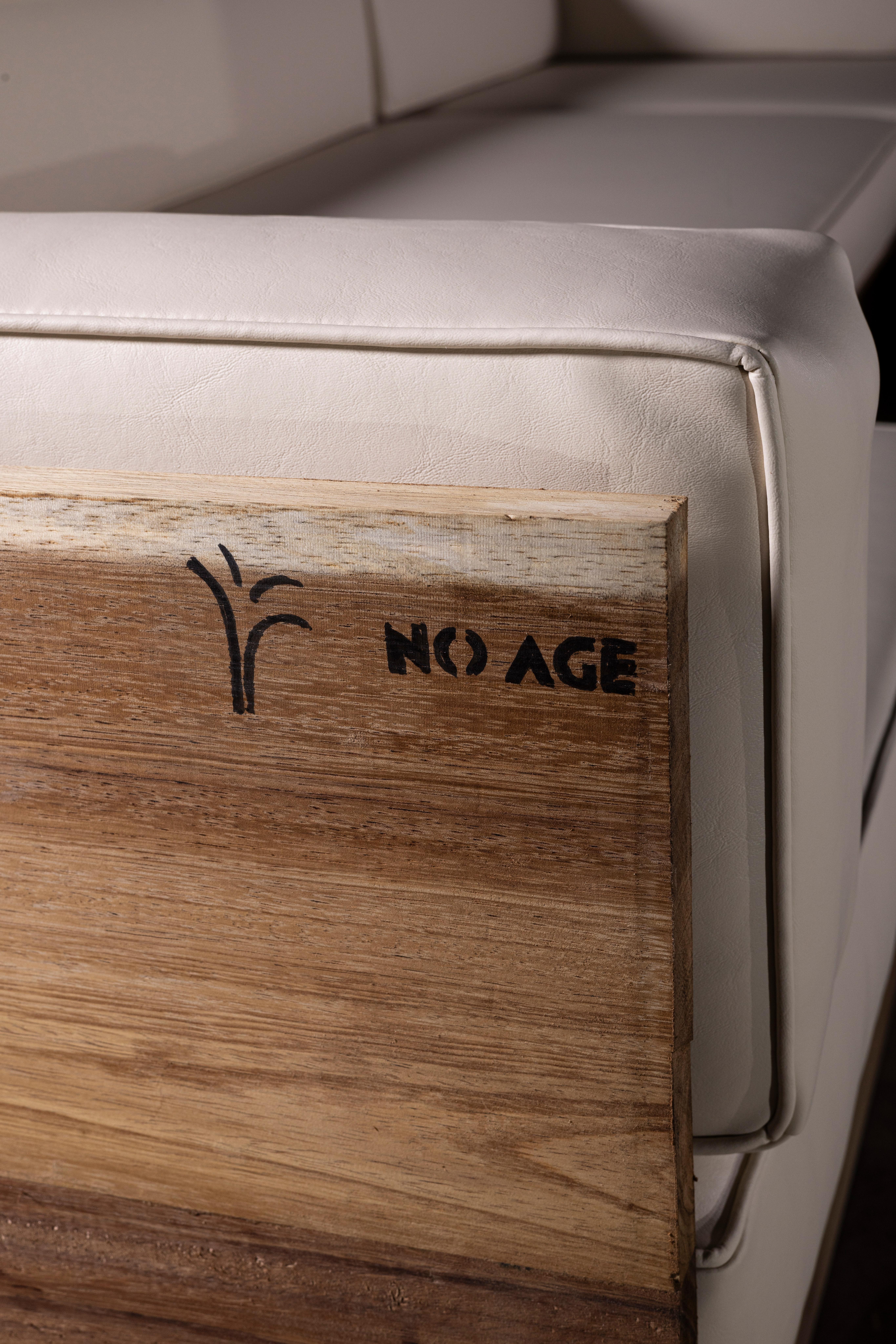 Altro Exterior U-Shaped Sofa in Parota Wood & Synthetic Leather by No Age Studio in vendita