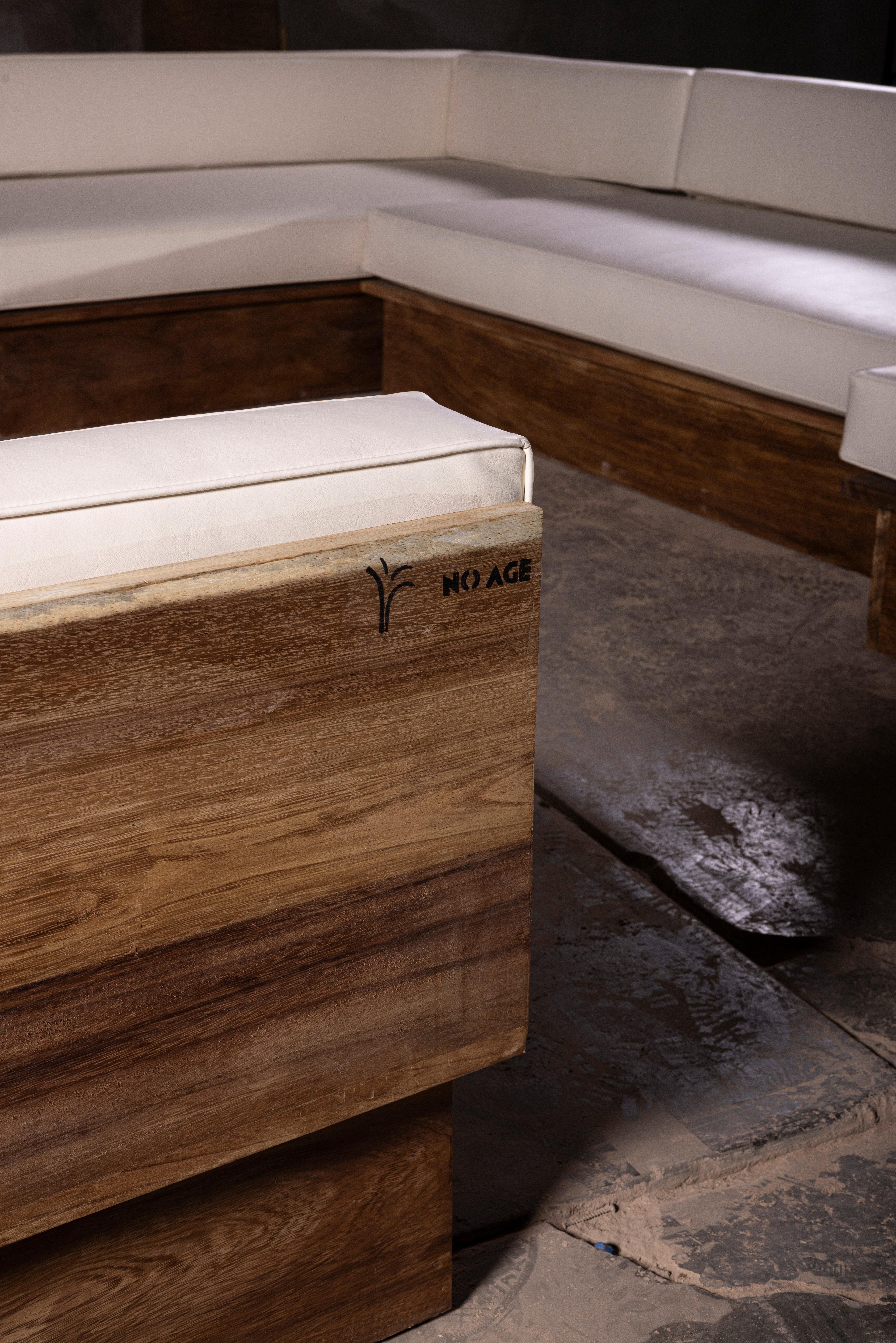 Exterior U-Shaped Sofa in Parota Wood & Synthetic Leather by No Age Studio in vendita 1