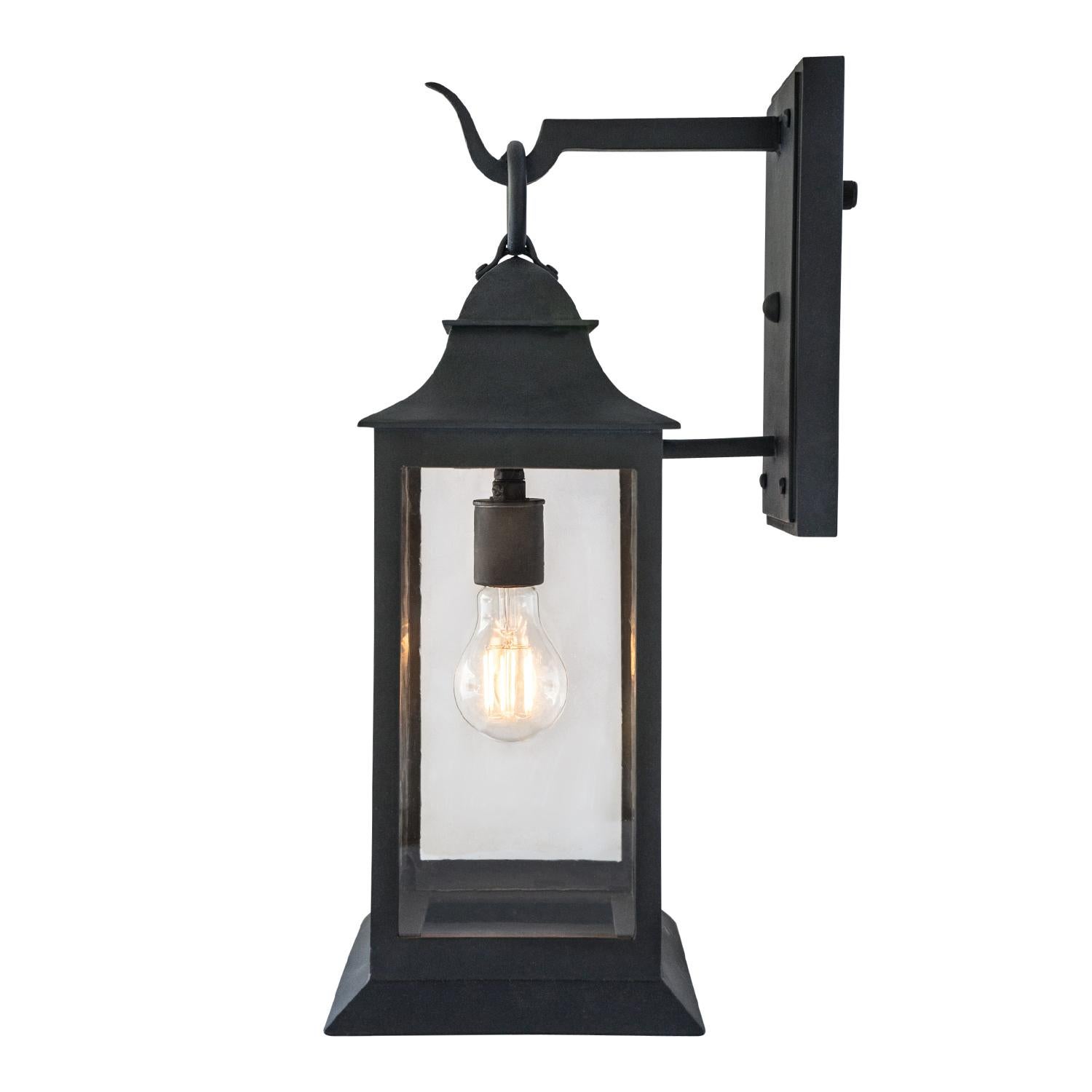 Classic Wrought Iron Exterior Wall Lantern, Grey For Sale at 1stDibs