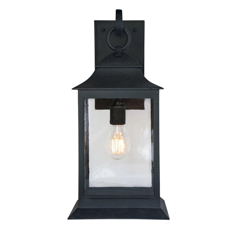 Exterior Wrought Iron Wall Lantern Handmade Outdoor Light Fixture Clean Lines