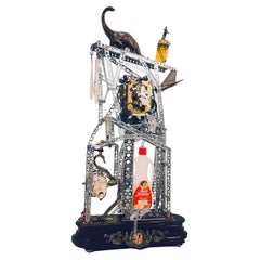 Extinction, Working Sculptural Clock with Found Objects and Erector Set Pieces