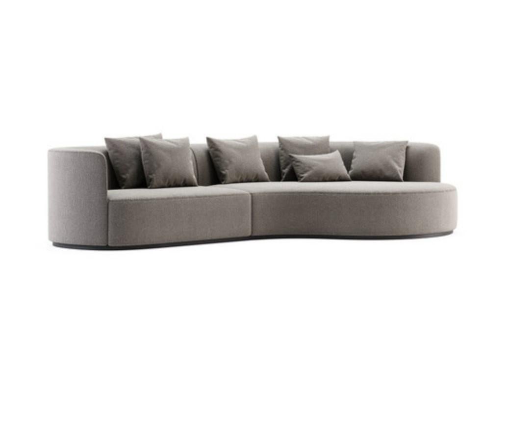 Contemporary Extra Deep Curved Sofa Offered In Performance Velvet and Metal Base For Sale