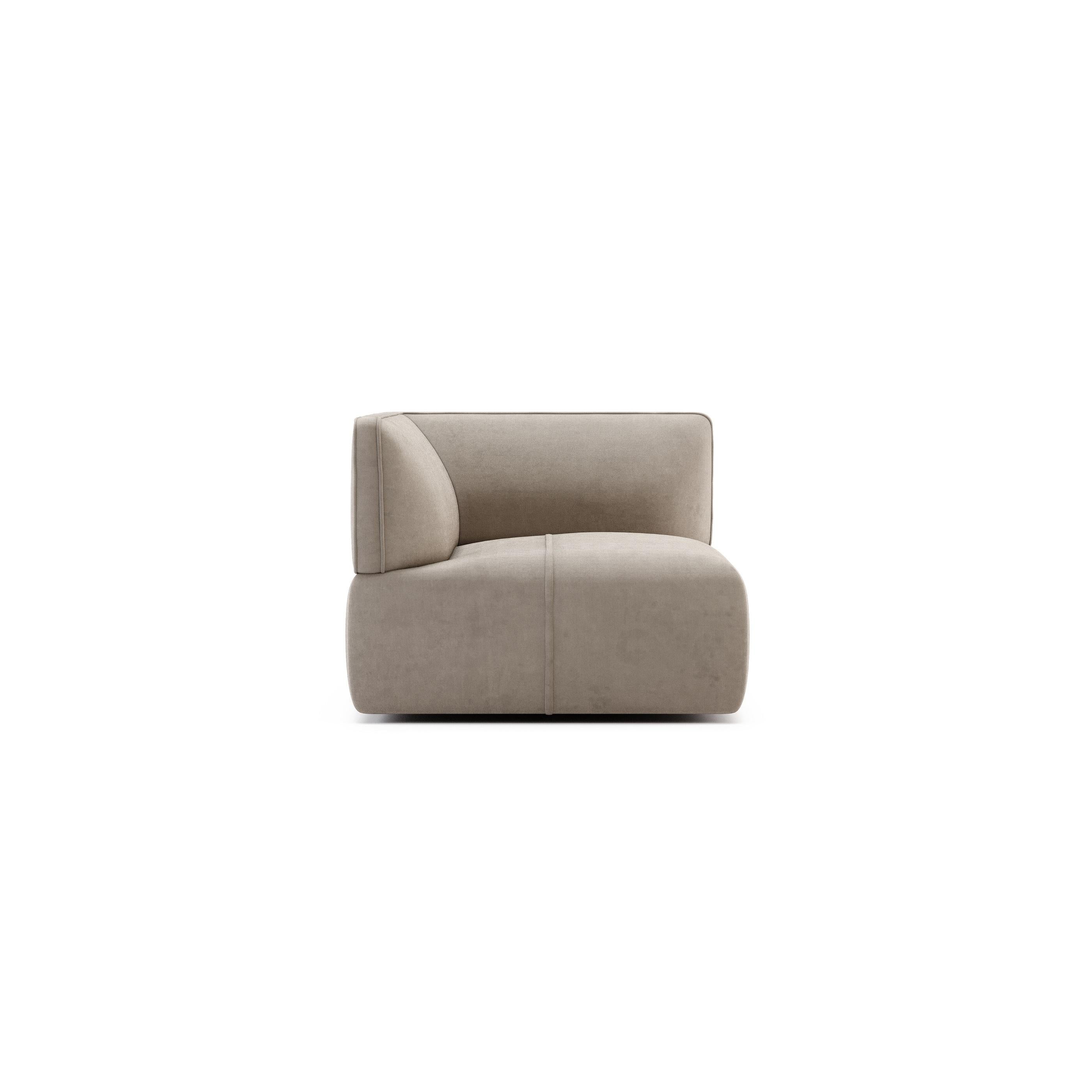 Canapé entièrement tapissé, design minimaliste et proportions ergonomiques en vente 3