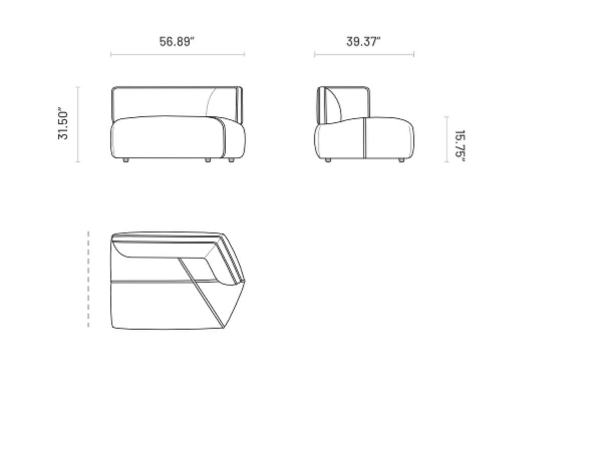 Canapé entièrement tapissé, design minimaliste et proportions ergonomiques en vente 8
