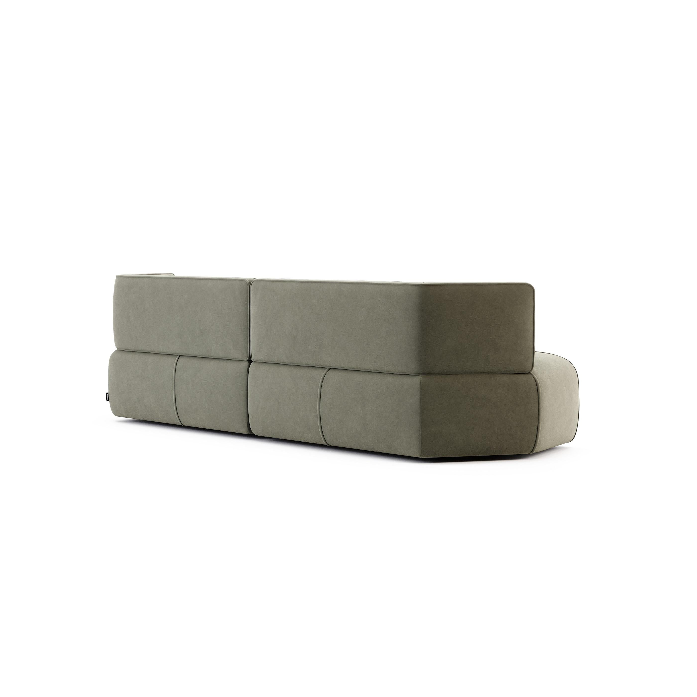 Canapé entièrement tapissé, design minimaliste et proportions ergonomiques en vente 1