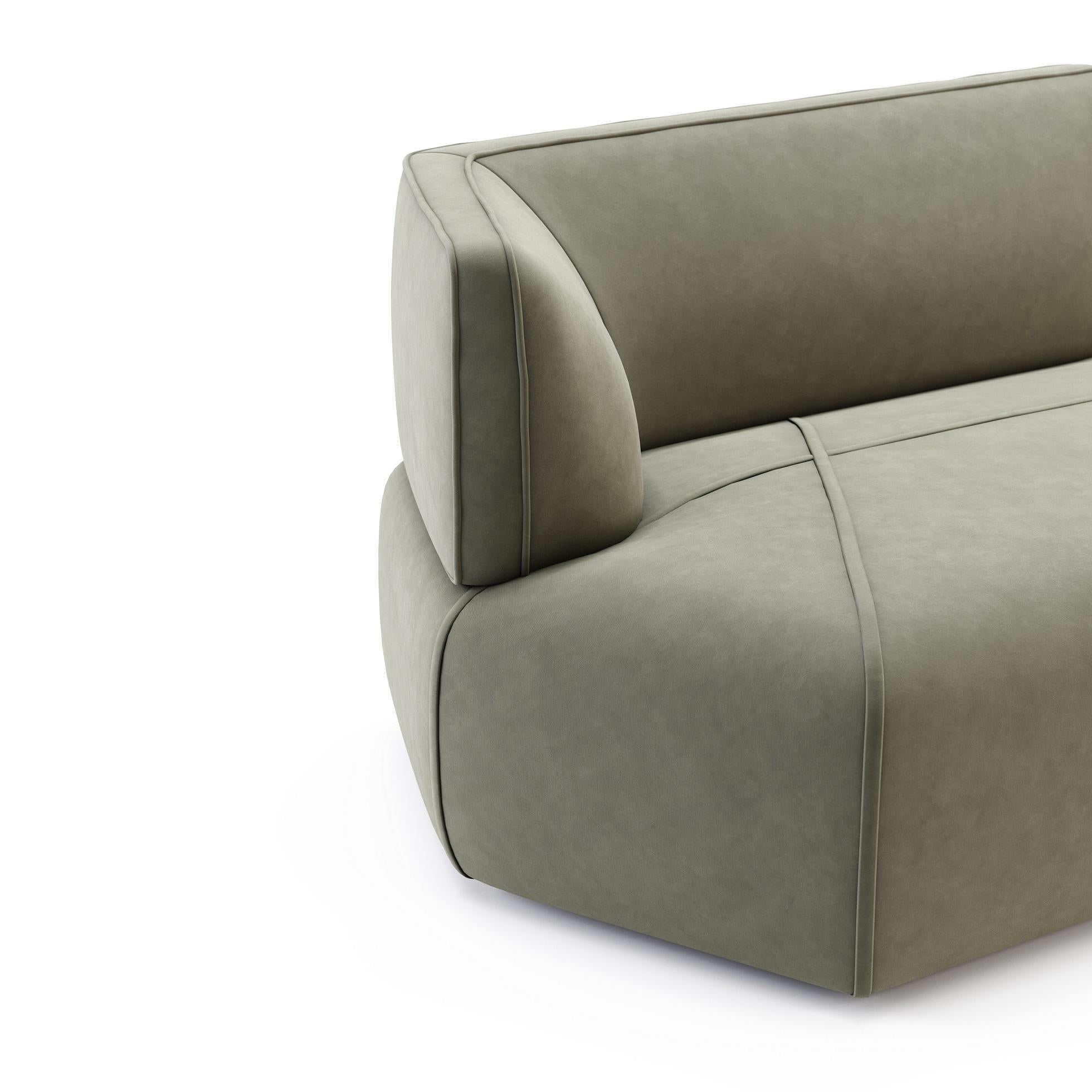 Canapé entièrement tapissé, design minimaliste et proportions ergonomiques en vente 2