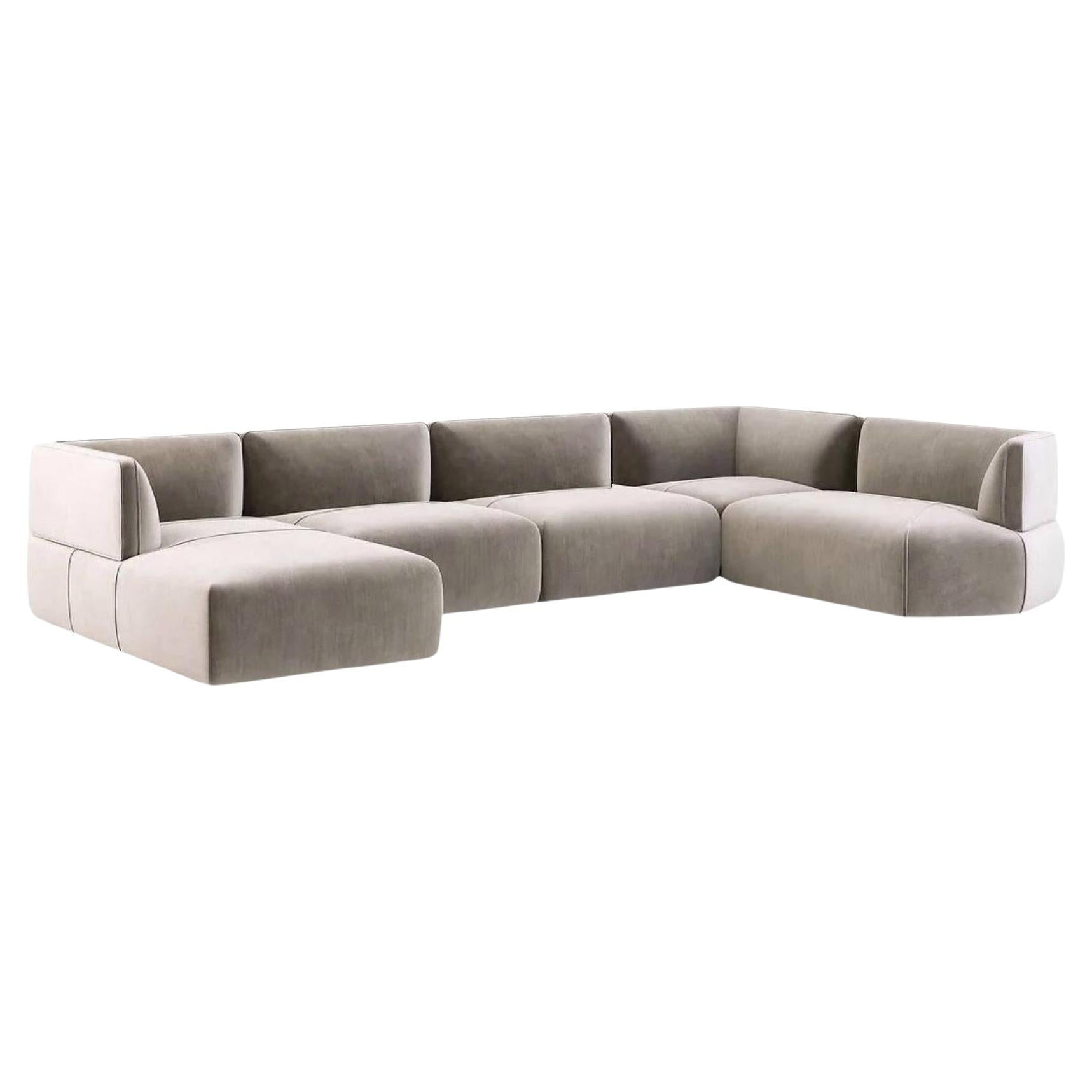 Extra Deep Sectional Sofa in Custom Velvet Color For Sale