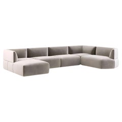 Extra Deep Sectional Sofa in Custom Velvet, Modern Design, Customizable