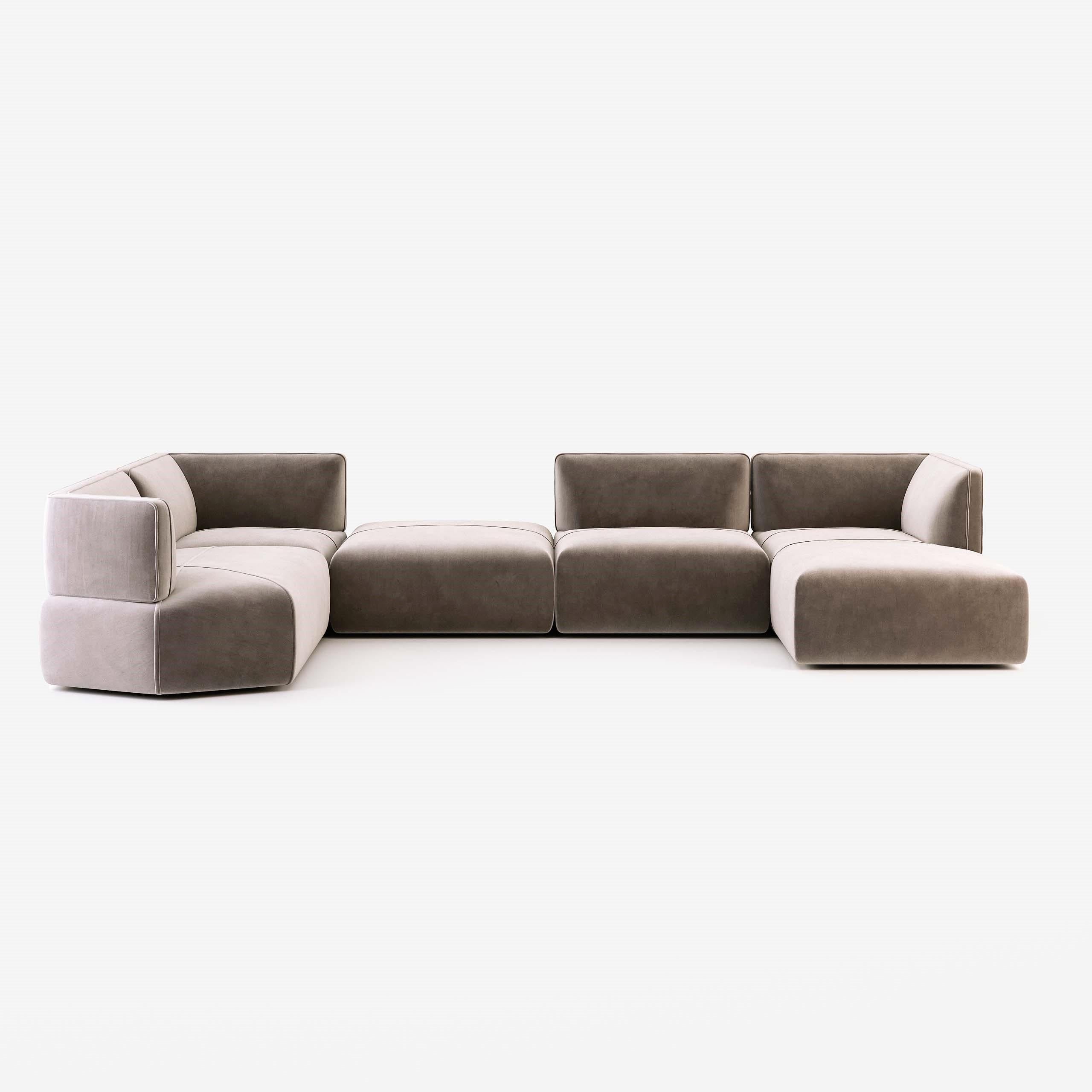 Modern Extra Deep Sectional Sofa Made to Order in Performance Fabric For Sale