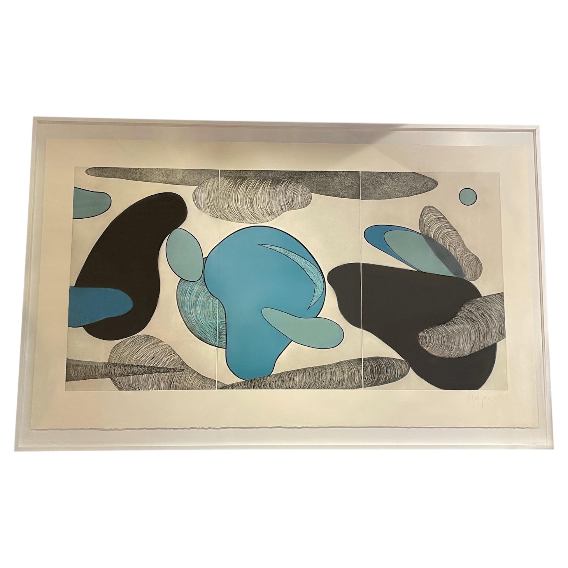 Extra Extra Large Triptych, Acrylic and Engraving, Contemporary Art