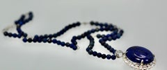 Extra Fine Lapis Lazuli Pendant Diamond Surround 18 Karat Diamond Studded Chain