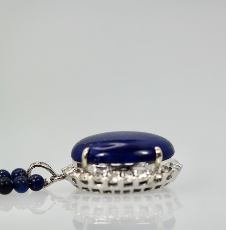 Extra Fine Lapis Lazuli Pendant Diamond Surround 18 Karat Diamond ...