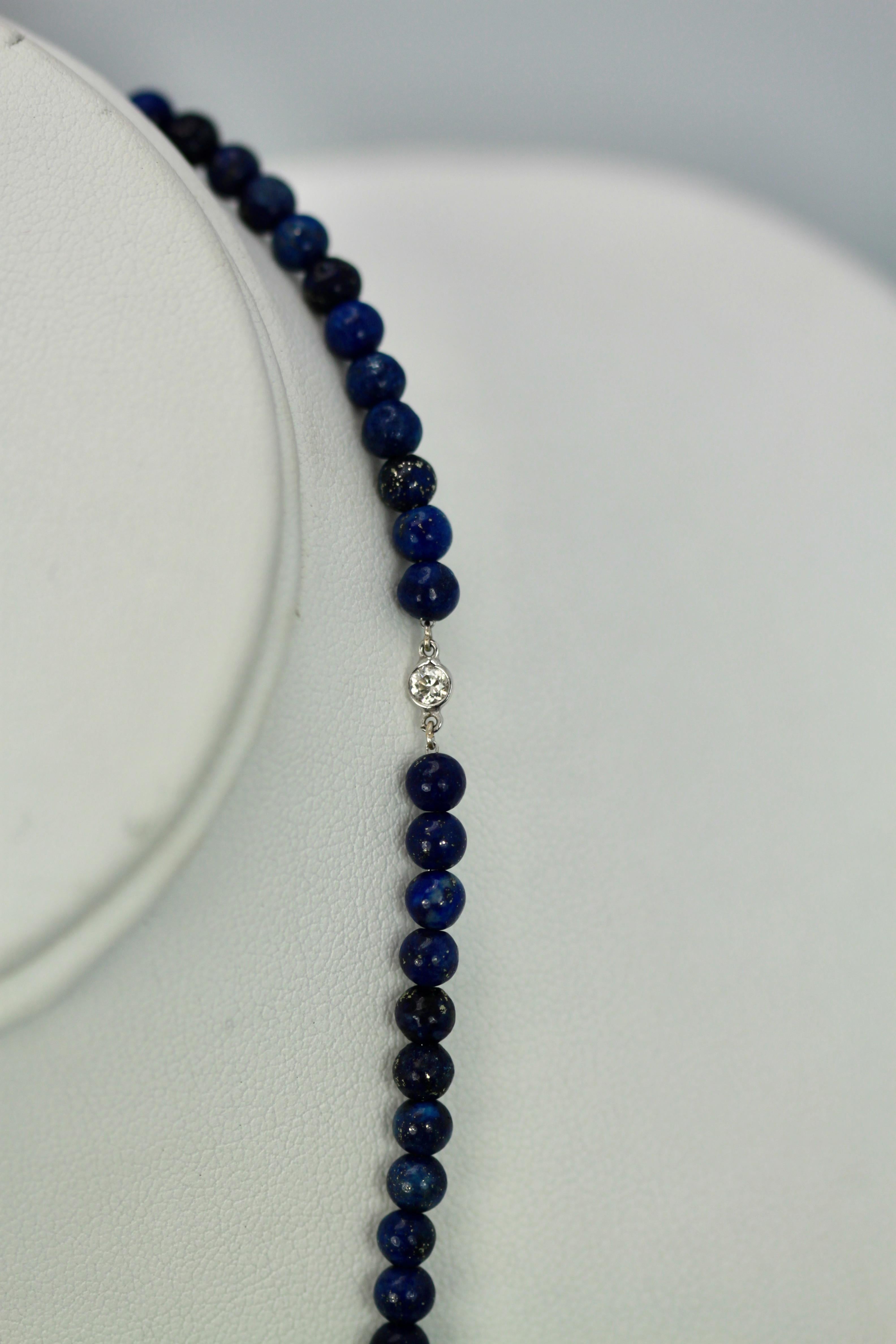 Extra Fine Lapis Lazuli Pendant Diamond Surround 18 Karat Diamond Studded Chain For Sale 2