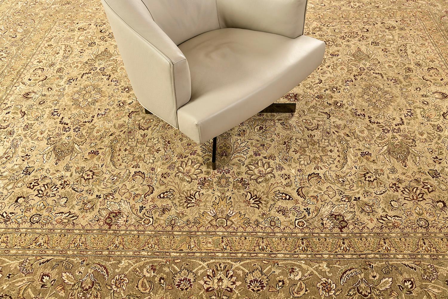 Contemporary Extra Fine Natural Dye Hadji Jalili Tabriz Revival Rug For Sale