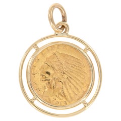 Extra Fine Yellow Gold 1913 Indian Head American Eagle $2.50 Coin Pendant