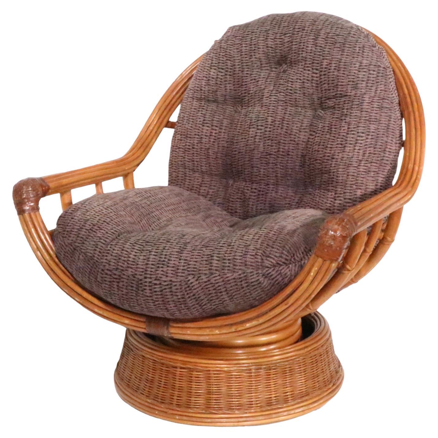 Extra Grade Swivel Tilt Lounge Chair Att. to McGuire, c 1970/1980s For Sale