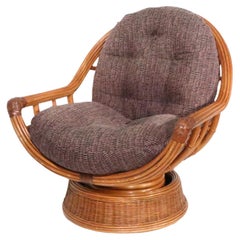 Vintage Extra Grade Swivel Tilt Lounge Chair Att. to McGuire, c 1970/1980s