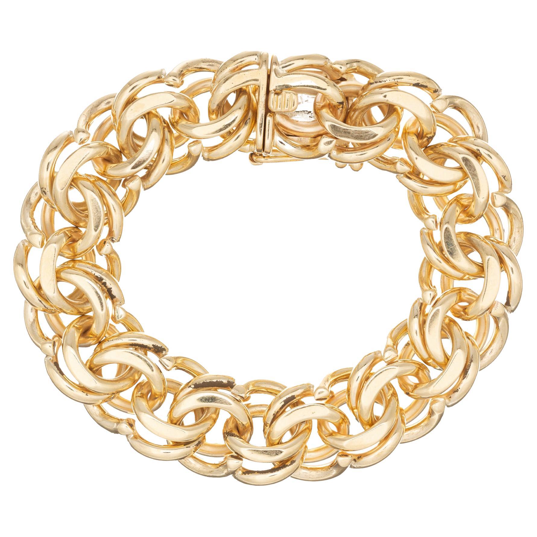 Extra Heavy Solid Yellow Gold Charm Bracelet For Sale