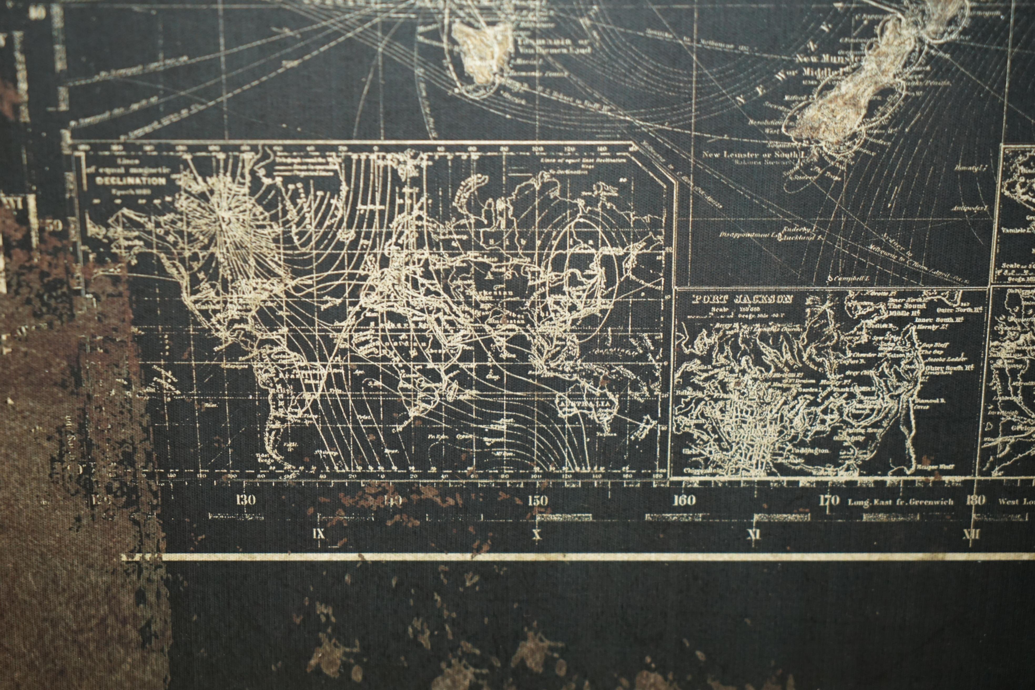 ATLAS DE CARTE MONDIALE EXTRA-LARGE 1.2 X 1.8 METRES montrant les voies maritimes de l'époque victorienne, etc. 1