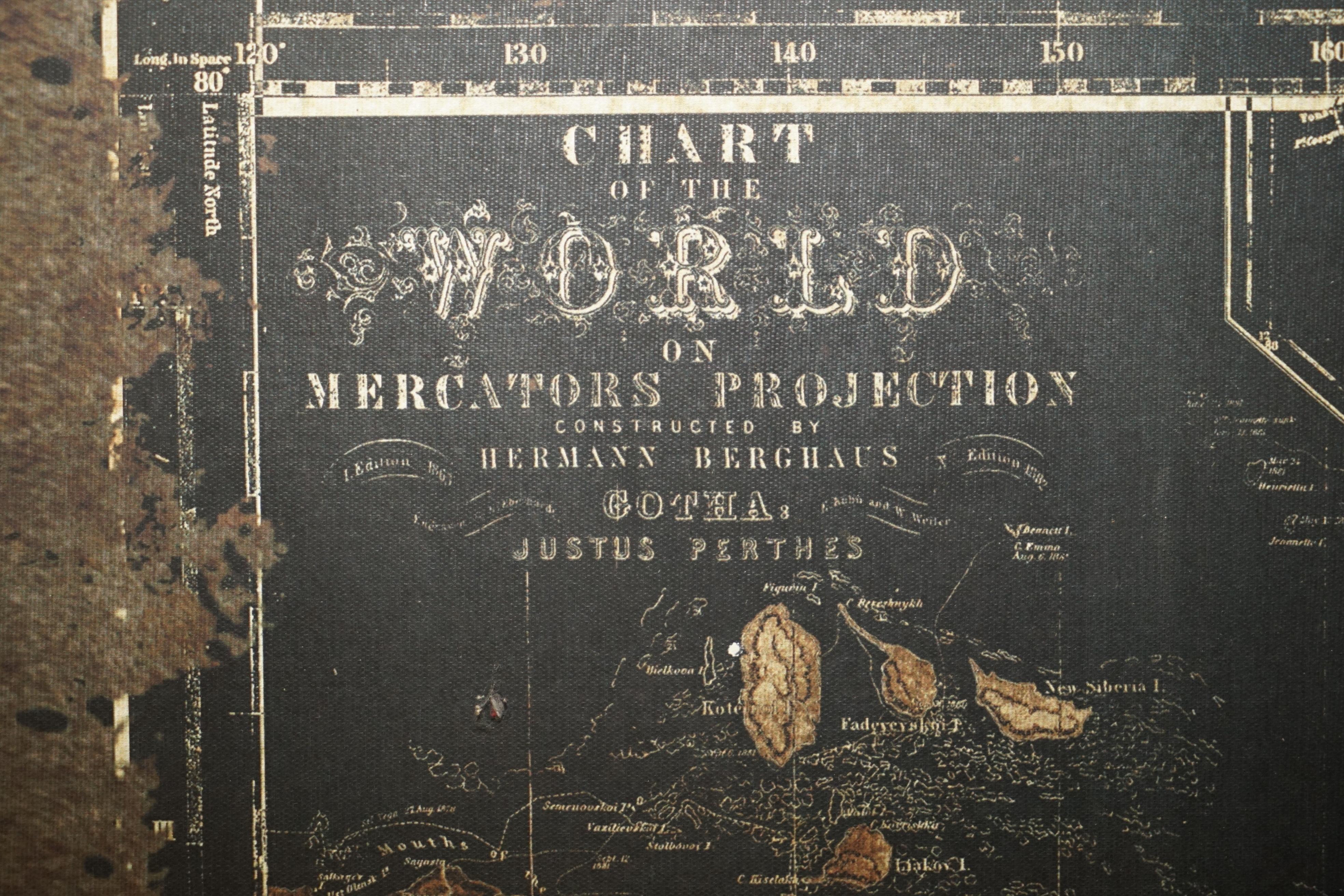 ATLAS DE CARTE MONDIALE EXTRA-LARGE 1.2 X 1.8 METRES montrant les voies maritimes de l'époque victorienne, etc. 2