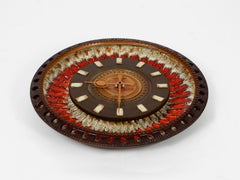 Extra Large 1960s Fat Lava Ceramic Wall Clock by Silberdistel Handmade