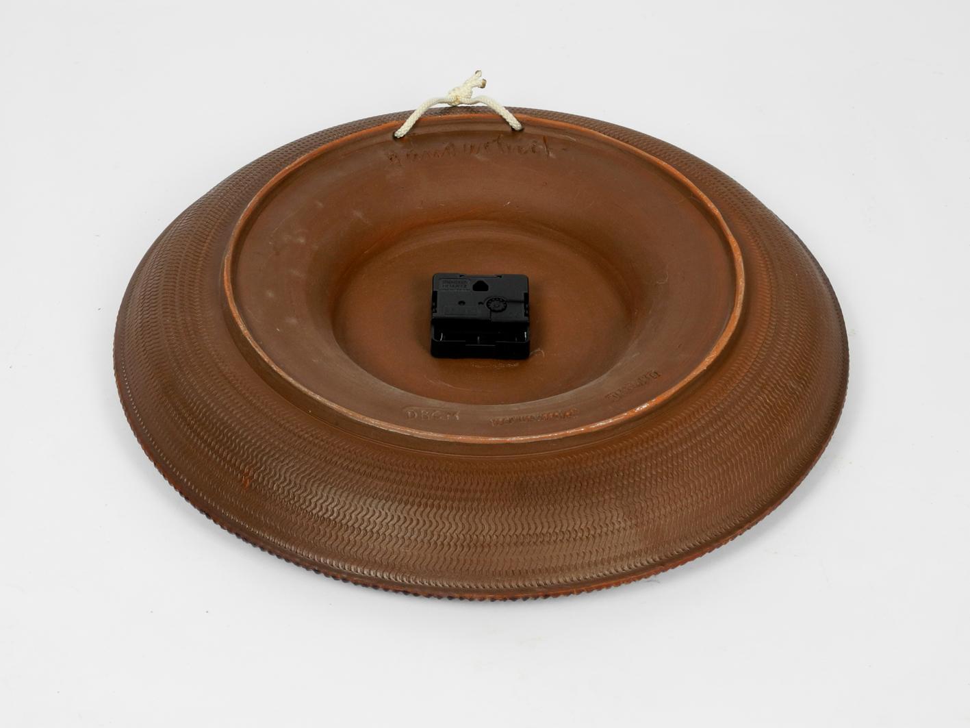Mid-20th Century Extra Large 1960s Fat Lava Ceramic Wall Clock by Silberdistel Handmade