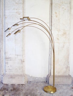 Extra Large 1970s Italian Floor Lamp with curved metal branches