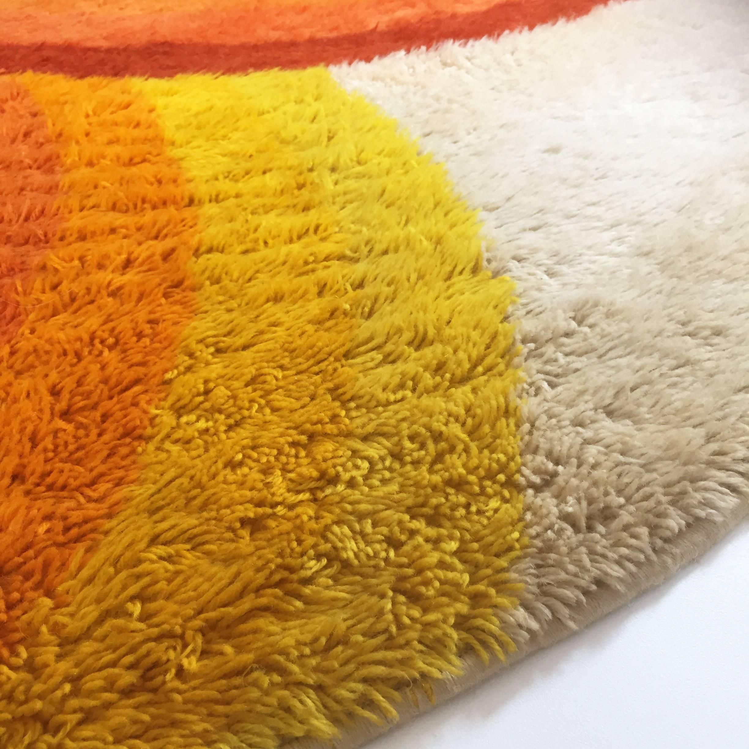 Extra Large 1970s Modernist Multi-Color High Pile Rya Rug by Desso, Netherlands 4