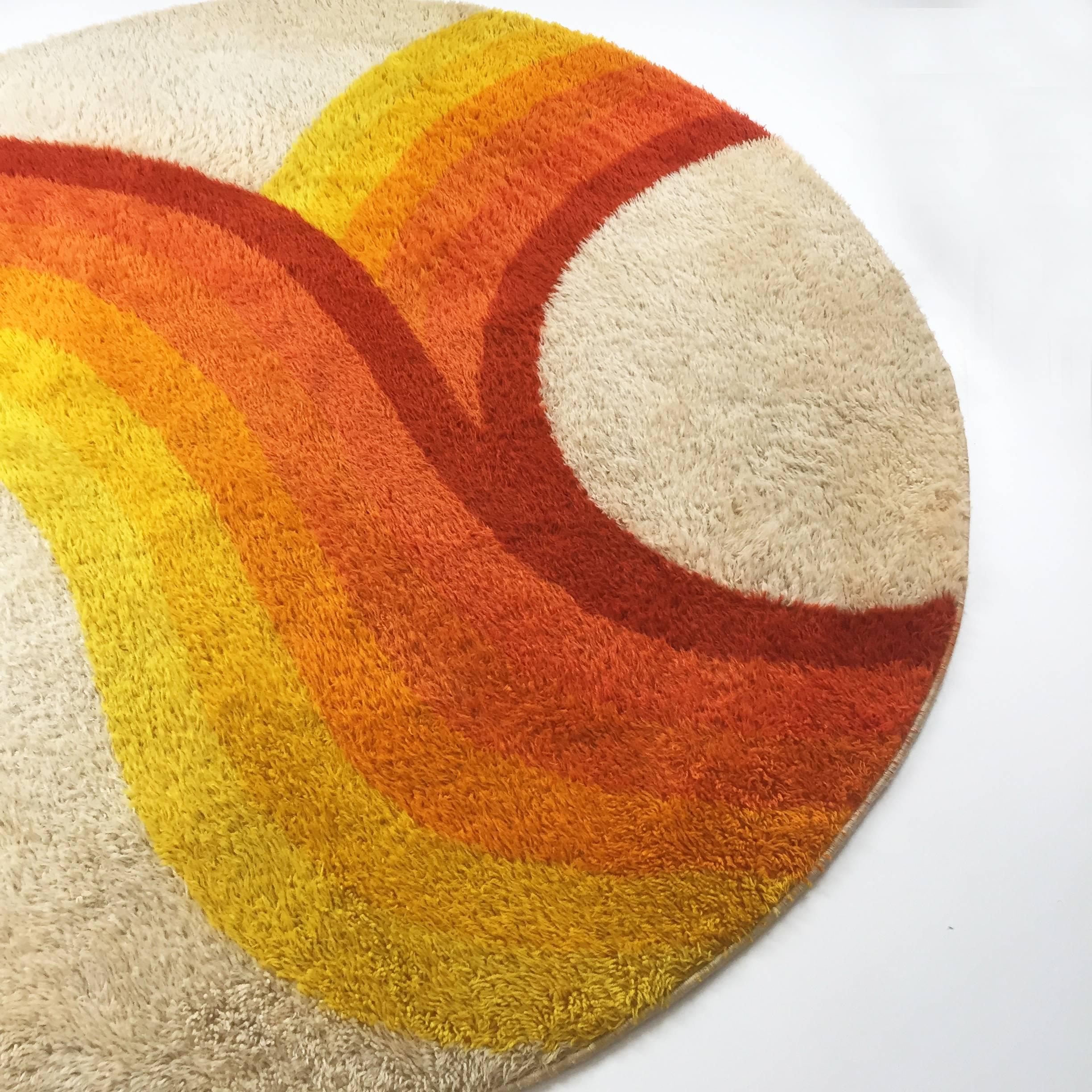 Dutch Extra Large 1970s Modernist Multi-Color High Pile Rya Rug by Desso, Netherlands