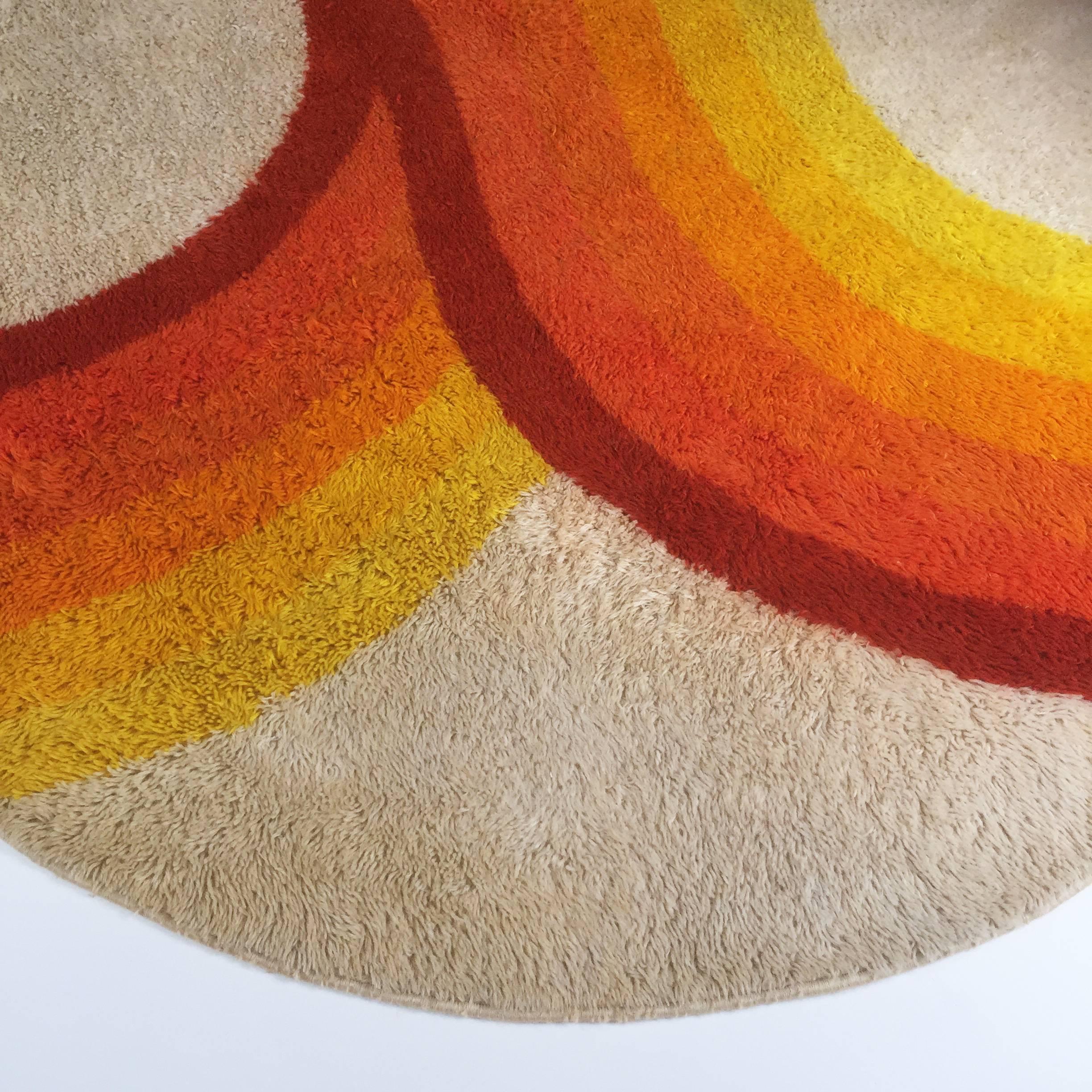 Extra Large 1970s Modernist Multi-Color High Pile Rya Rug by Desso, Netherlands 1