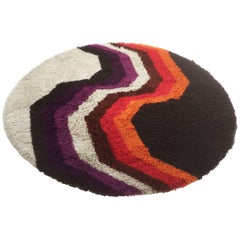Extra Large 1970s Modernist Multi-Color High Pile Rya Rug by Desso, Netherlands