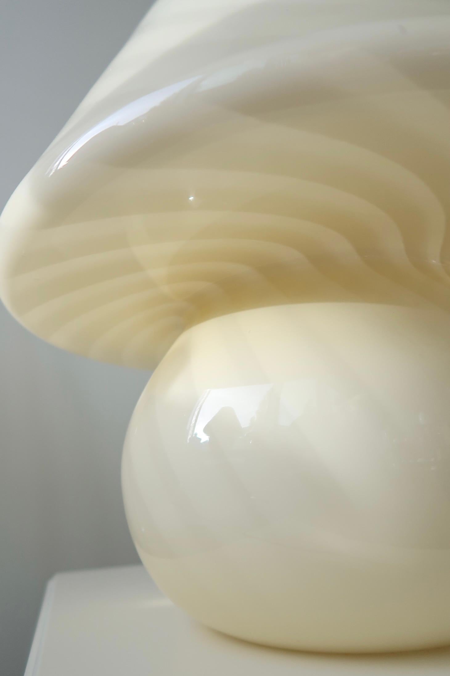 Late 20th Century Extra Large 1970s Vintage Murano Mushroom Lamp Yellow Creme Swirl Blown Glass