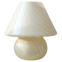 Extra Large 1970s Vintage Murano Mushroom Lamp Yellow Creme Swirl Blown Glass