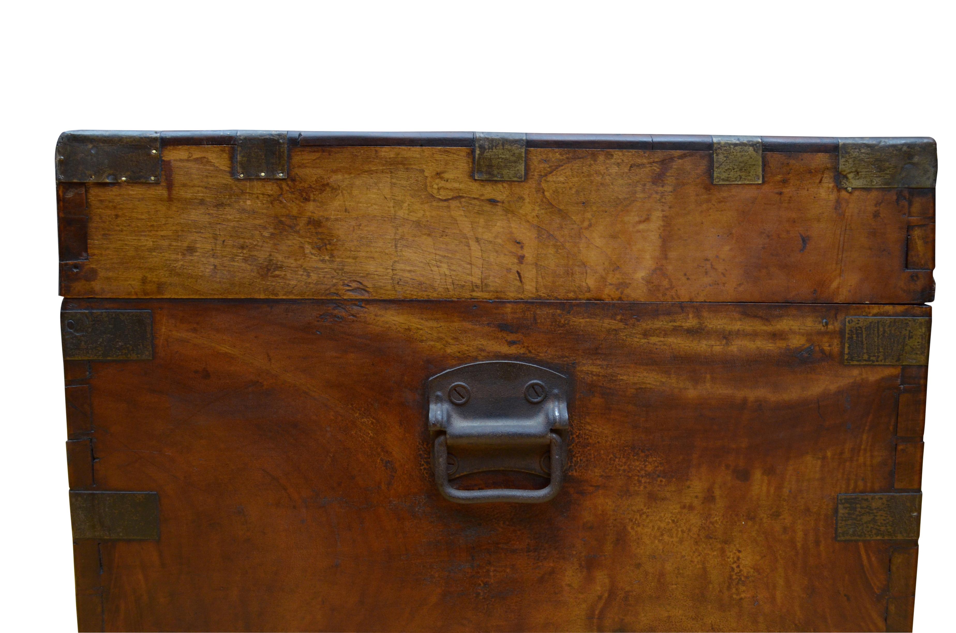 Extra Large 19th Century Camphor Wood Campaign Trunk 11