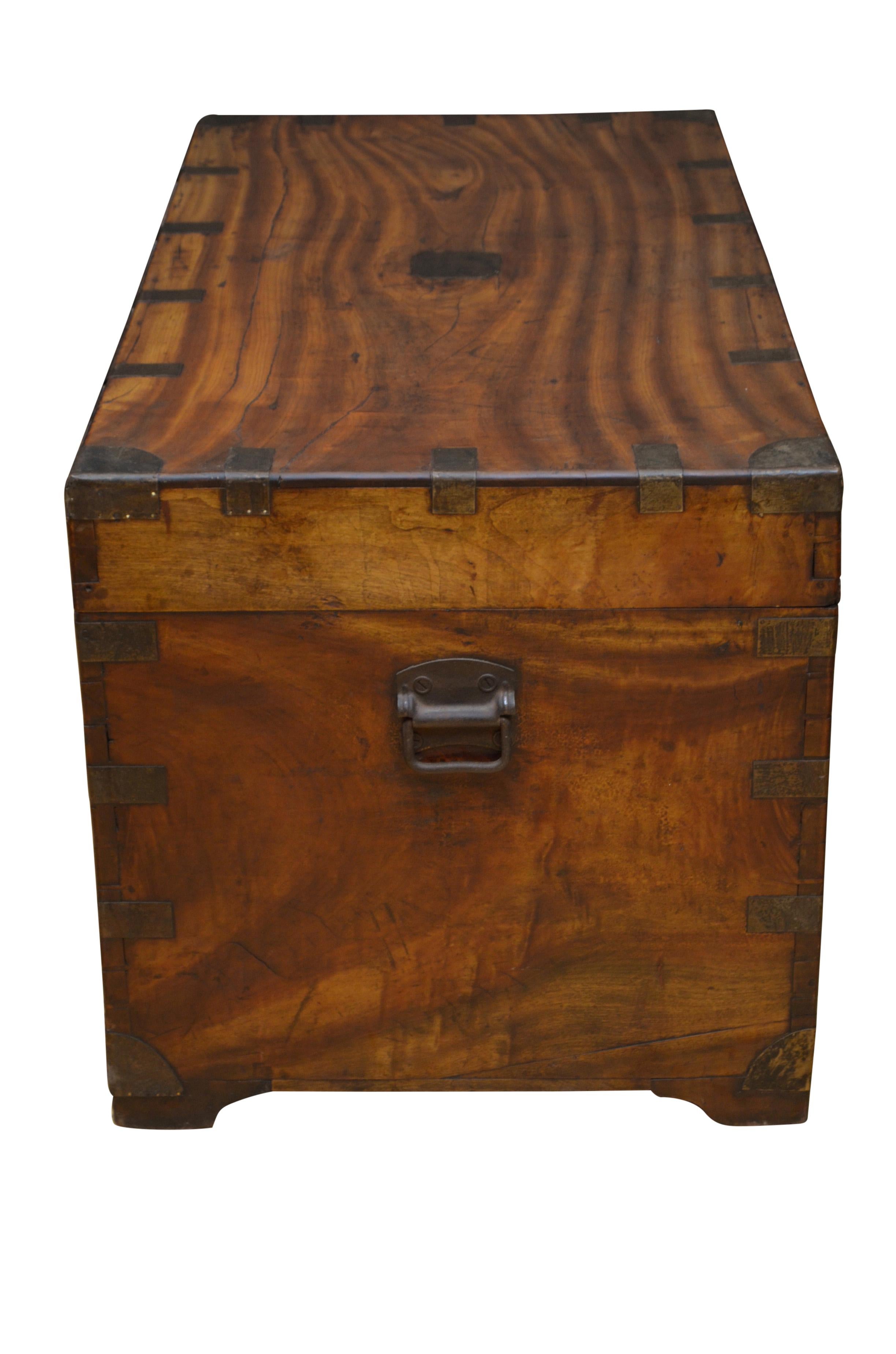 Extra Large 19th Century Camphor Wood Campaign Trunk 12