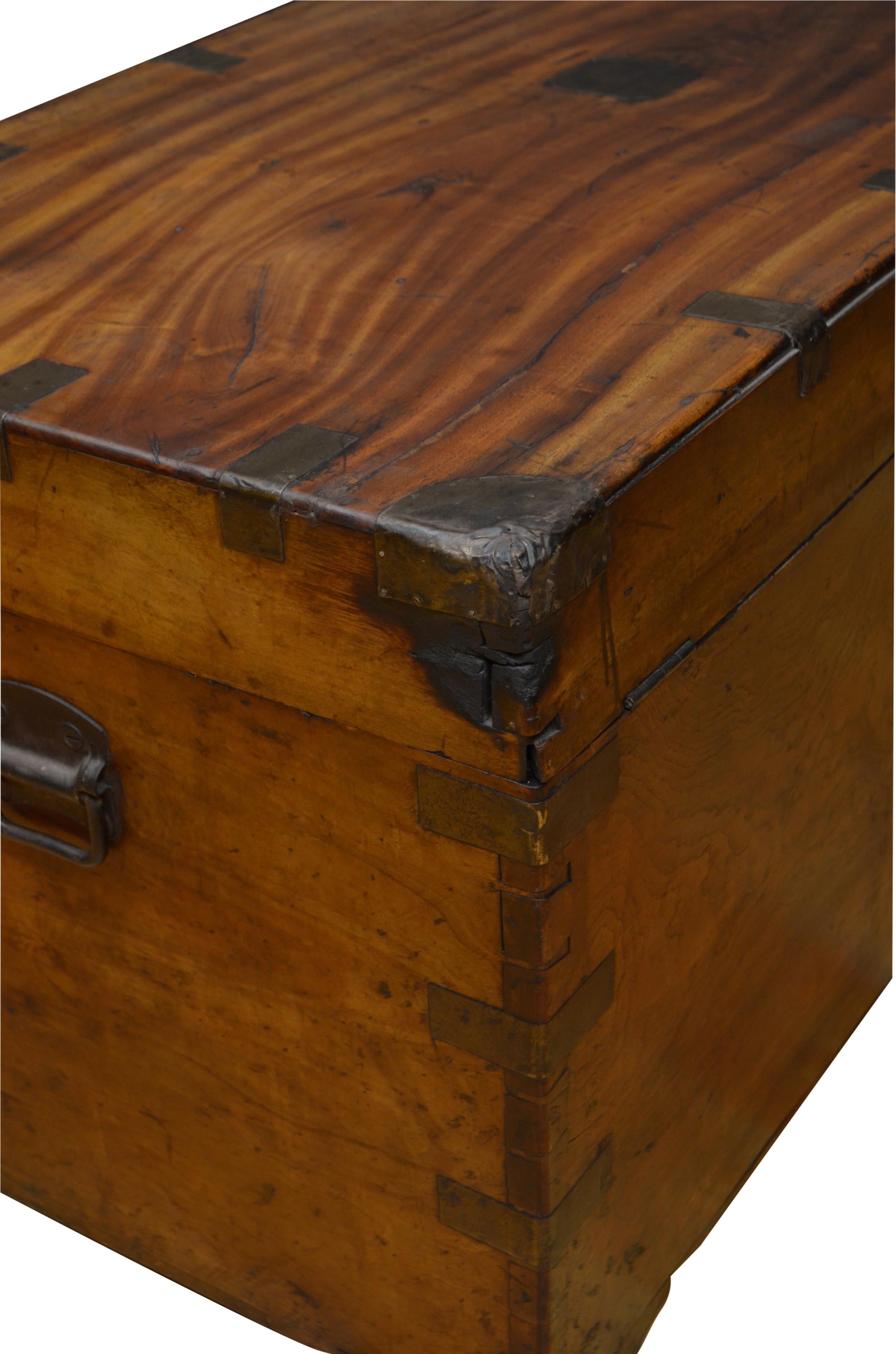 Extra Large 19th Century Camphor Wood Campaign Trunk 13