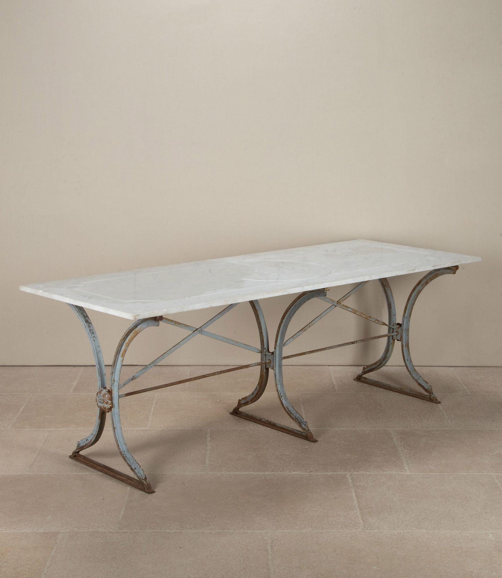 French Extra Large 19th Century Parisian Marble Top Bistro Table For Sale