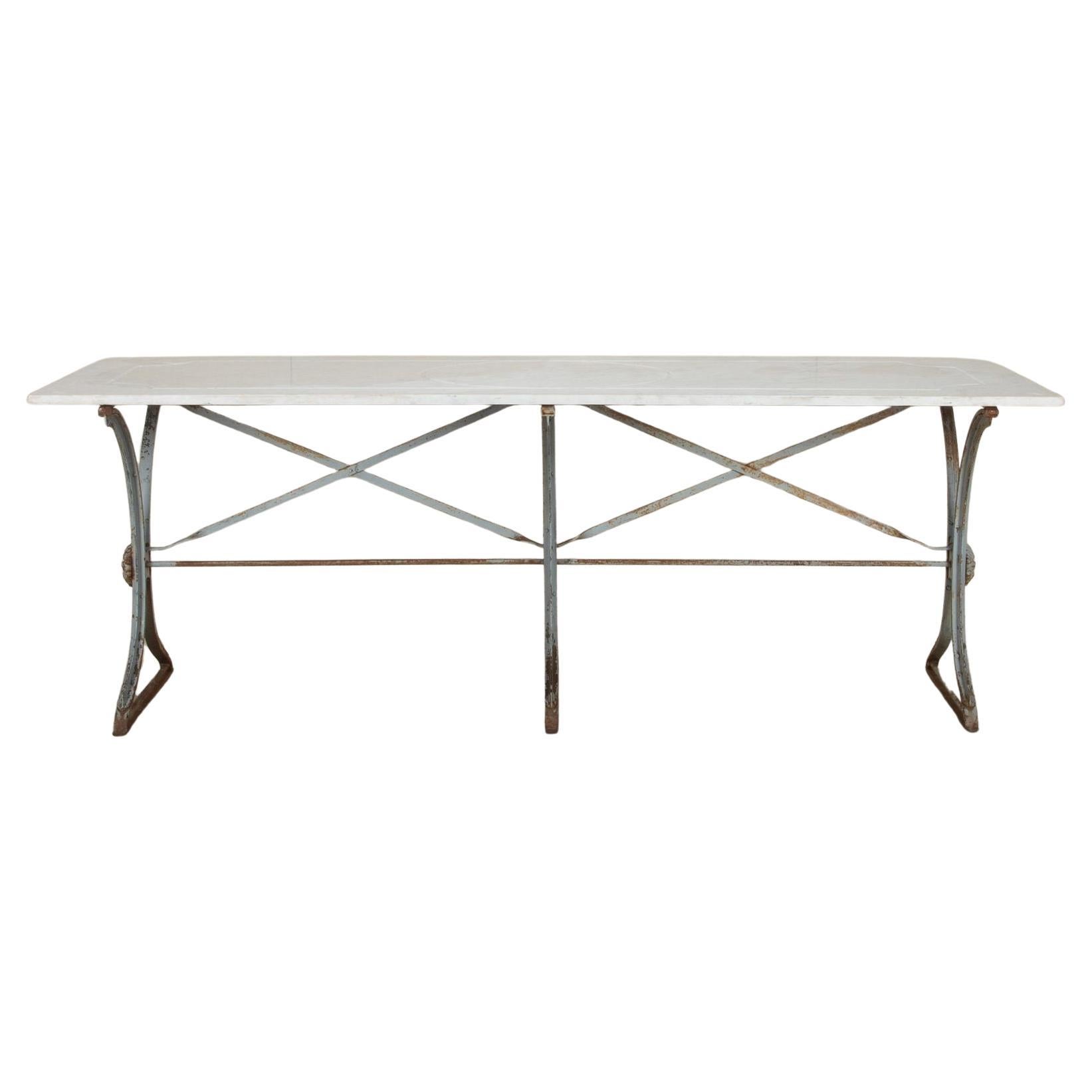 Extra Large 19th Century Parisian Marble Top Bistro Table For Sale