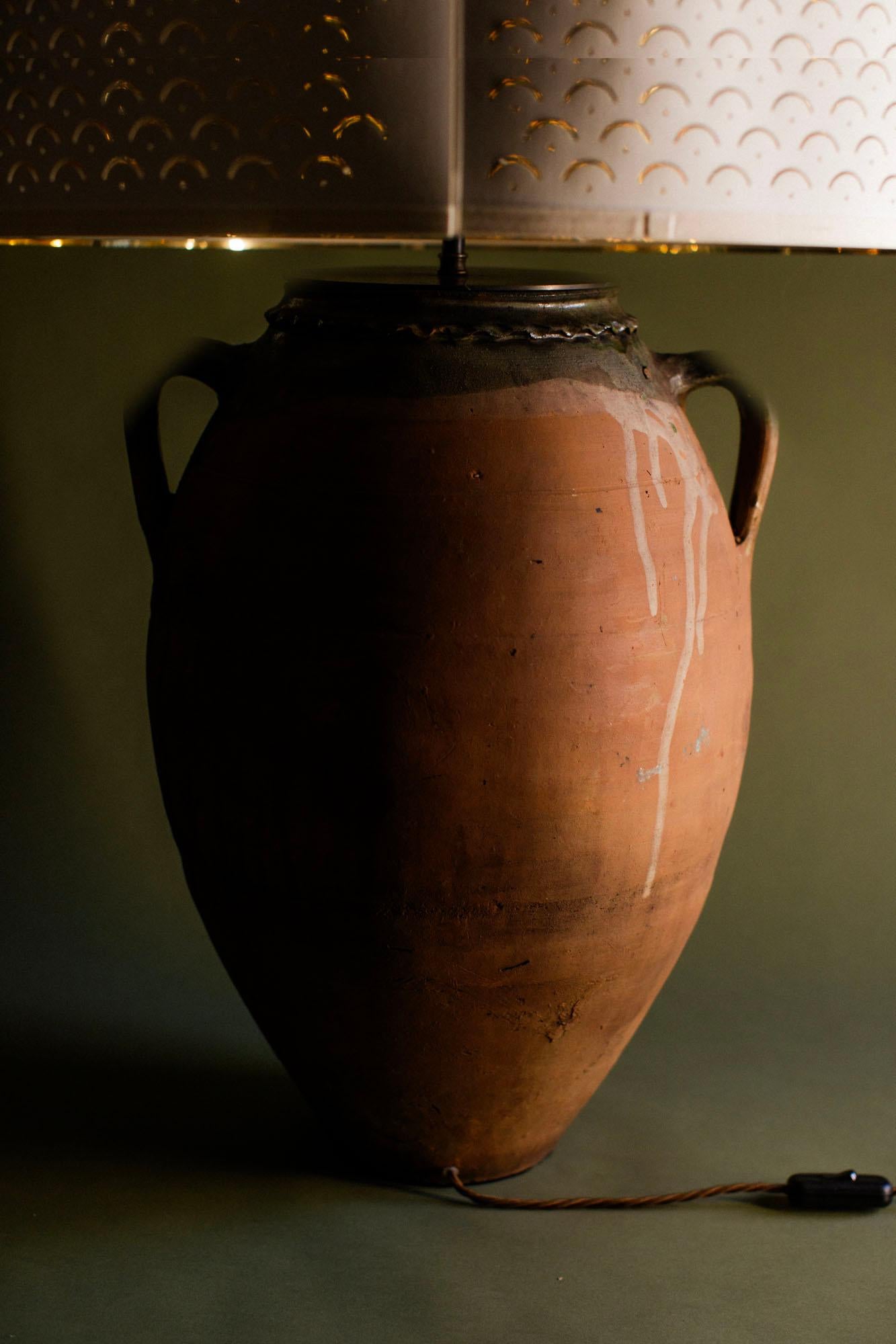 Extra Large 20th Century Vintage Turkish Terracotta Table Lamp In Good Condition In London, GB