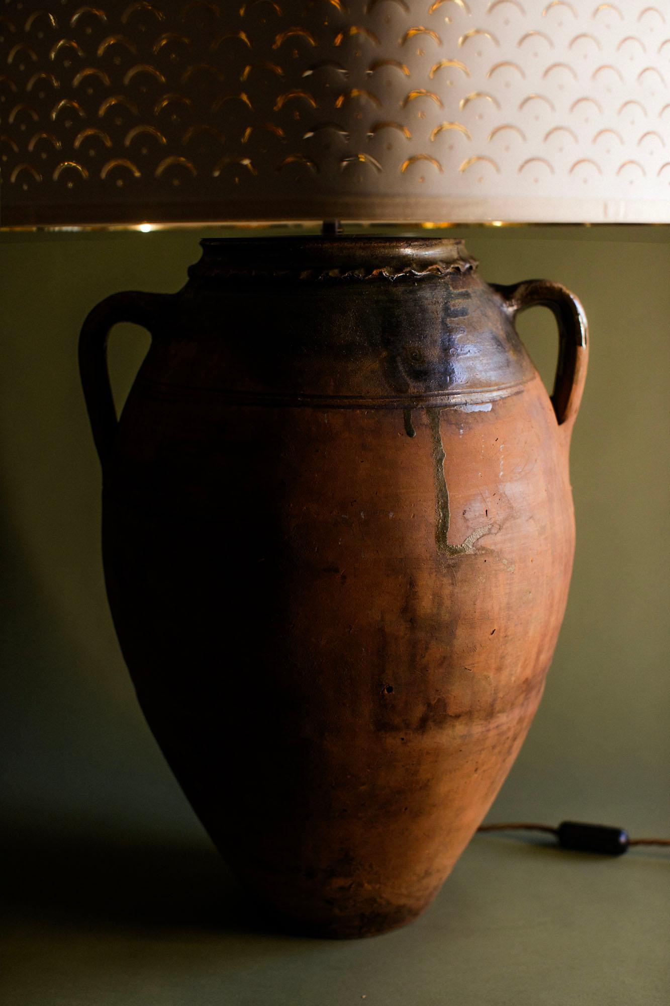 Mid-20th Century Extra Large 20th Century Vintage Turkish Terracotta Table Lamp