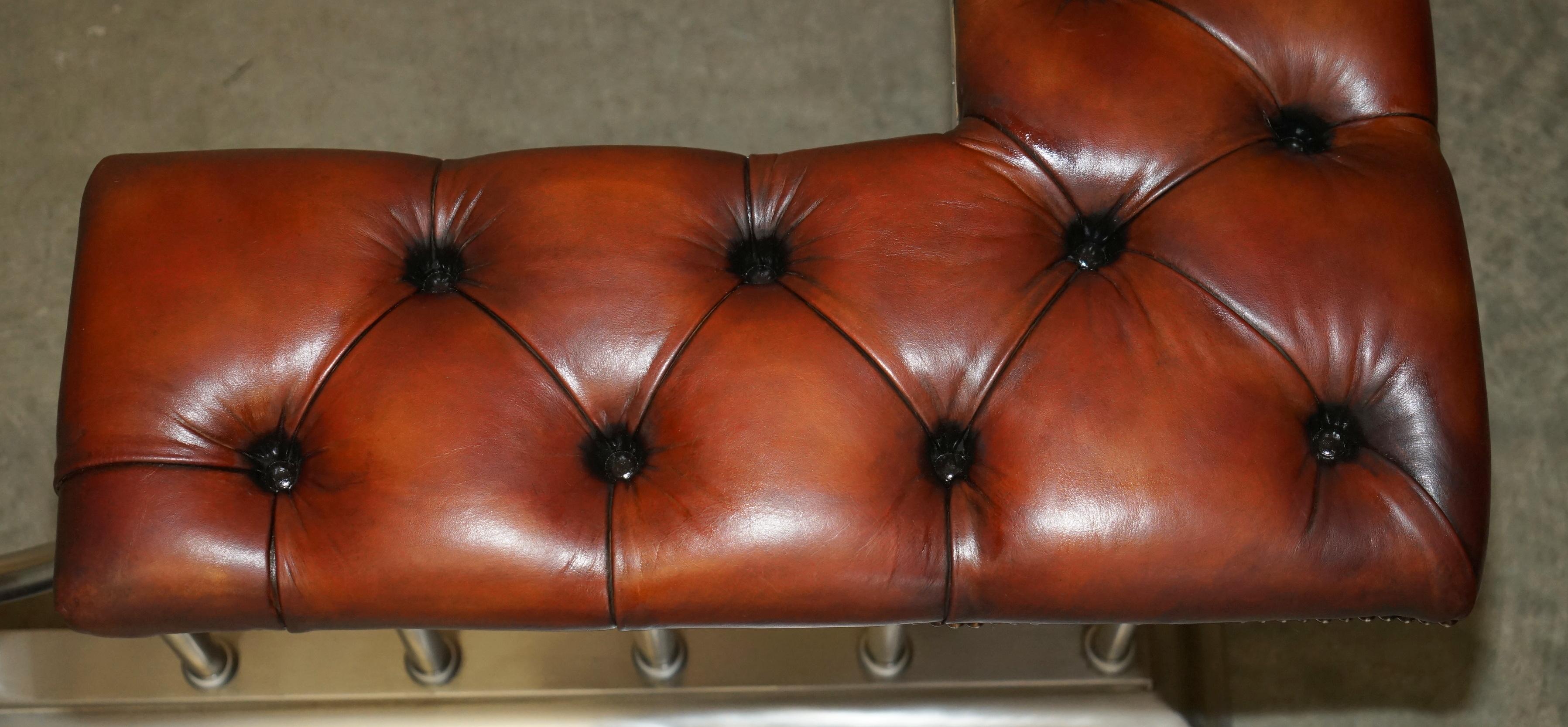 EXTRA LARGE 213CM BREITE ViNTAGE CHROMED BROWN LEATHER CHESTERFIELD CLUB FENDER im Angebot 2