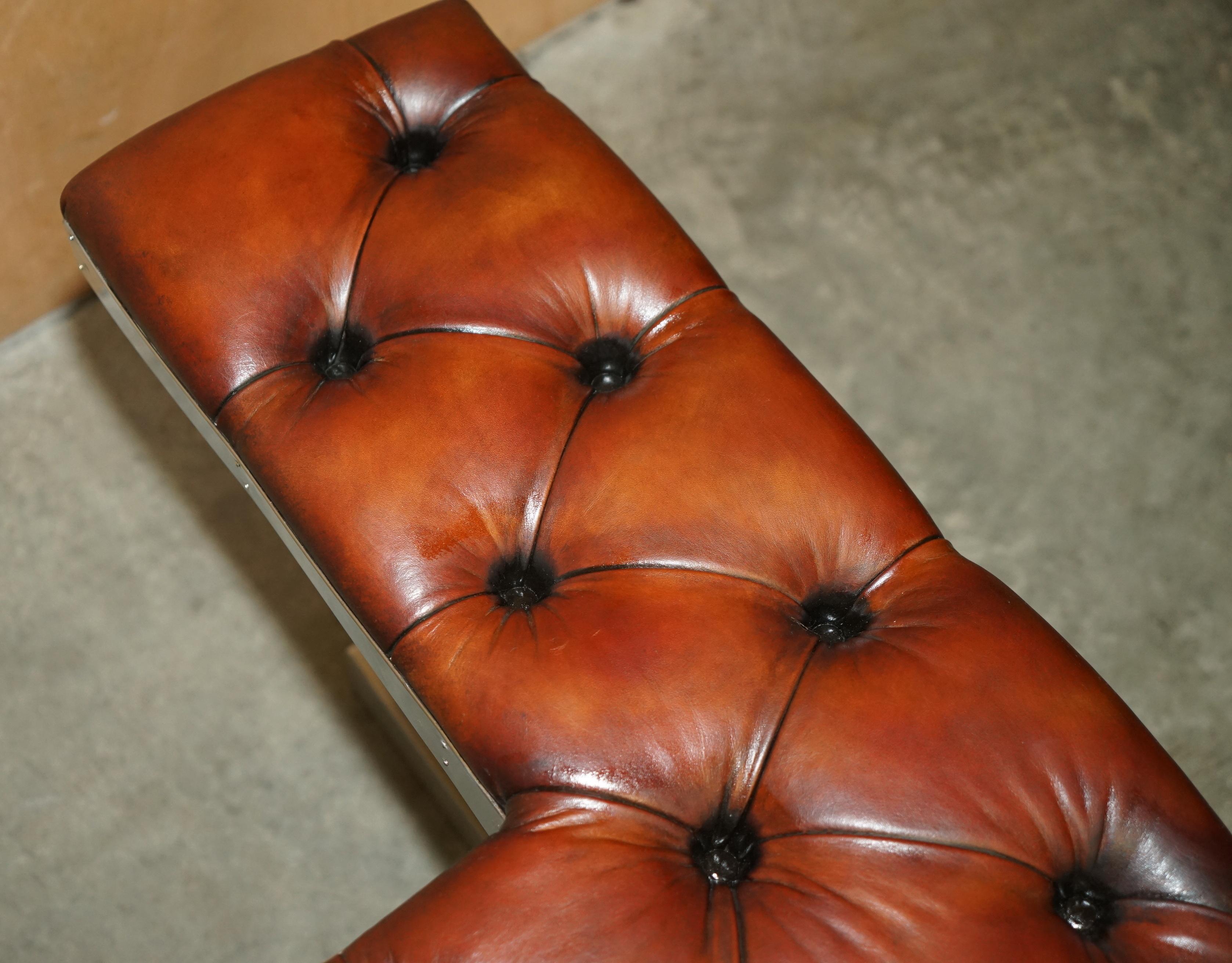 EXTRA LARGE 213CM BREITE ViNTAGE CHROMED BROWN LEATHER CHESTERFIELD CLUB FENDER im Angebot 3