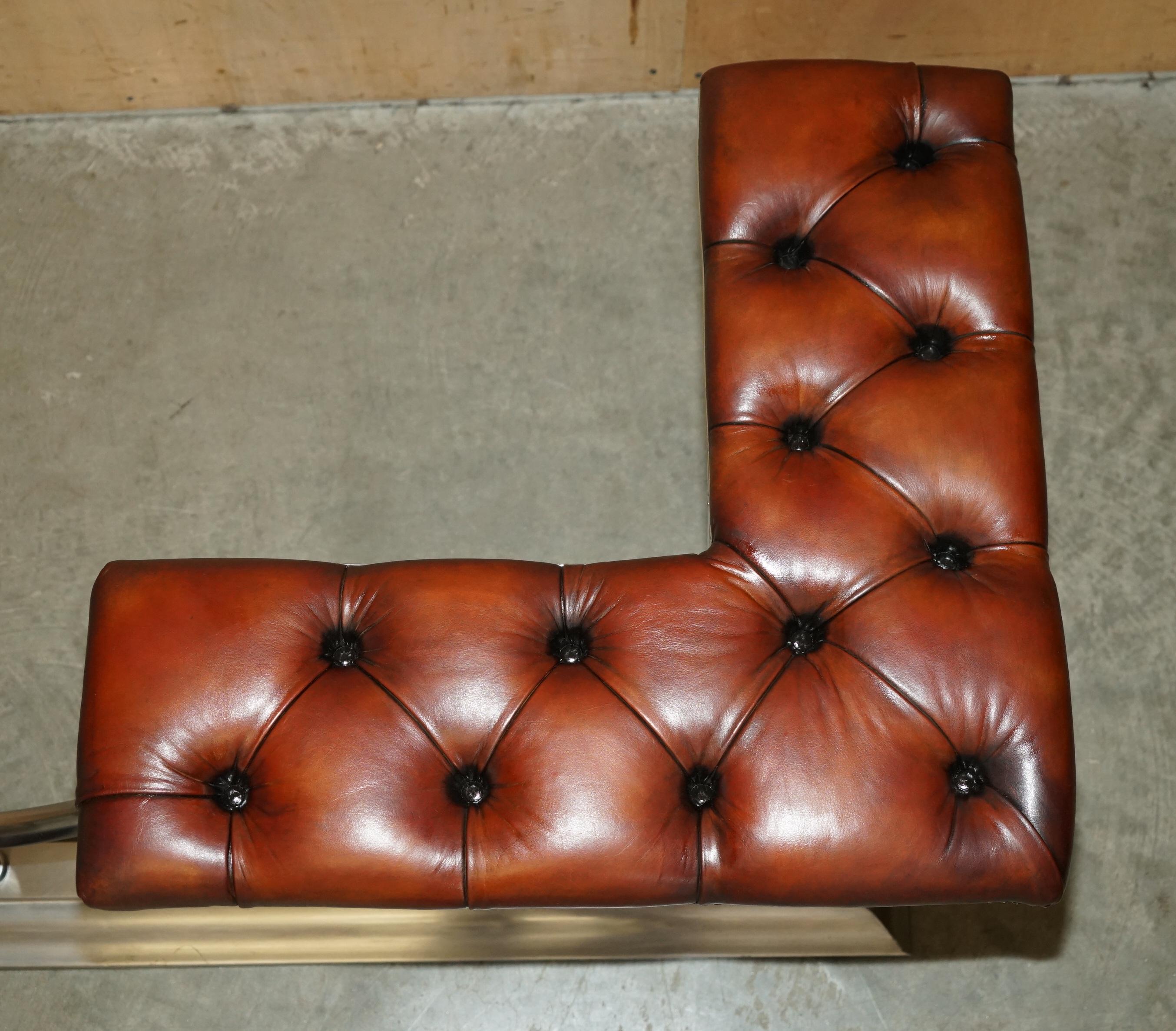 EXTRA LARGE 213CM BREITE ViNTAGE CHROMED BROWN LEATHER CHESTERFIELD CLUB FENDER im Angebot 1