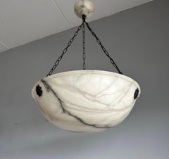 Candelabro de alabastro blanco y negro extragrande de 21,8Ø y bellísimo estilo Art Déco