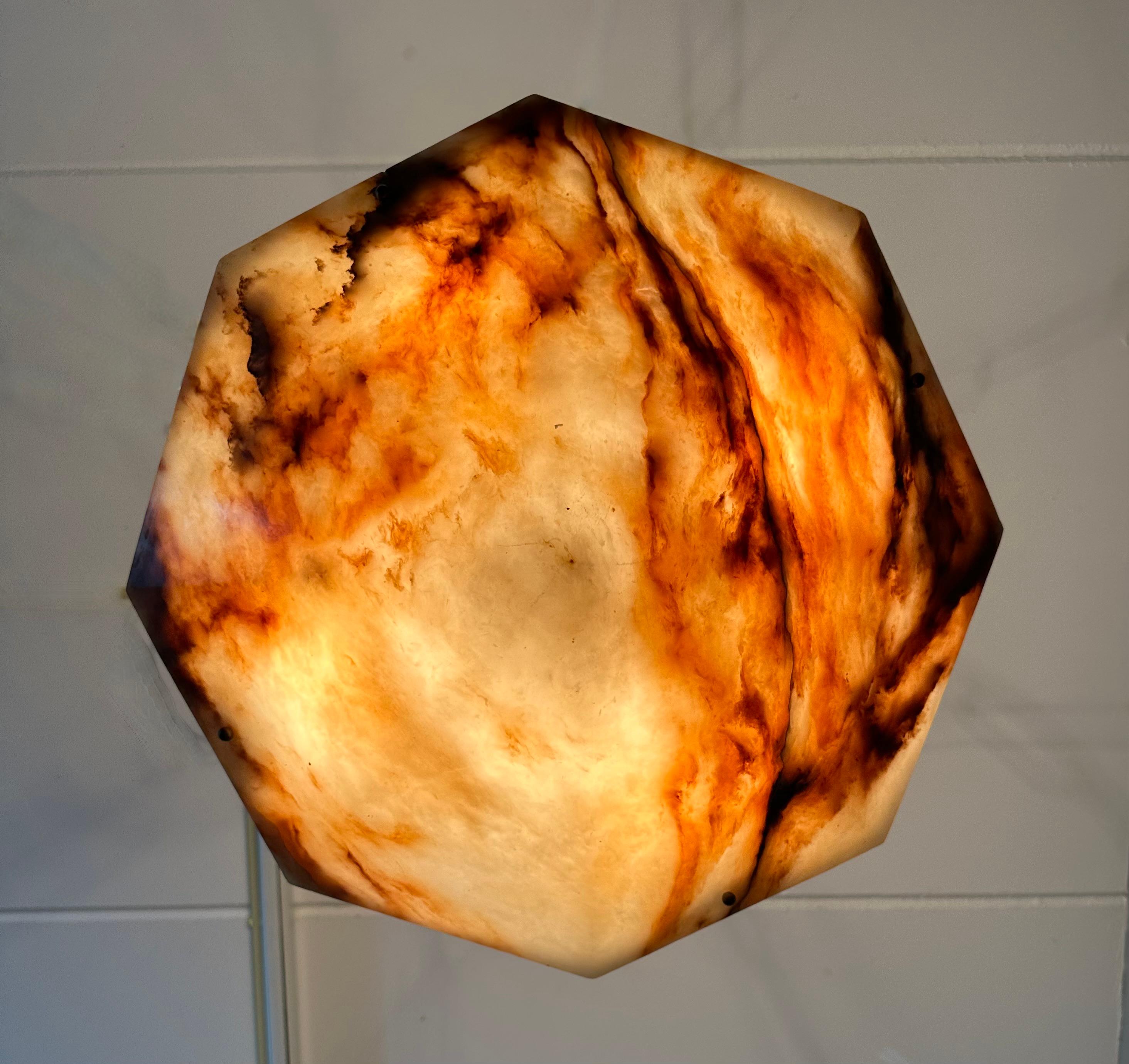 Extra Large and Rare 22.6Ø Art Deco Diamond Shape Alabaster Pendant / Chandelier 10