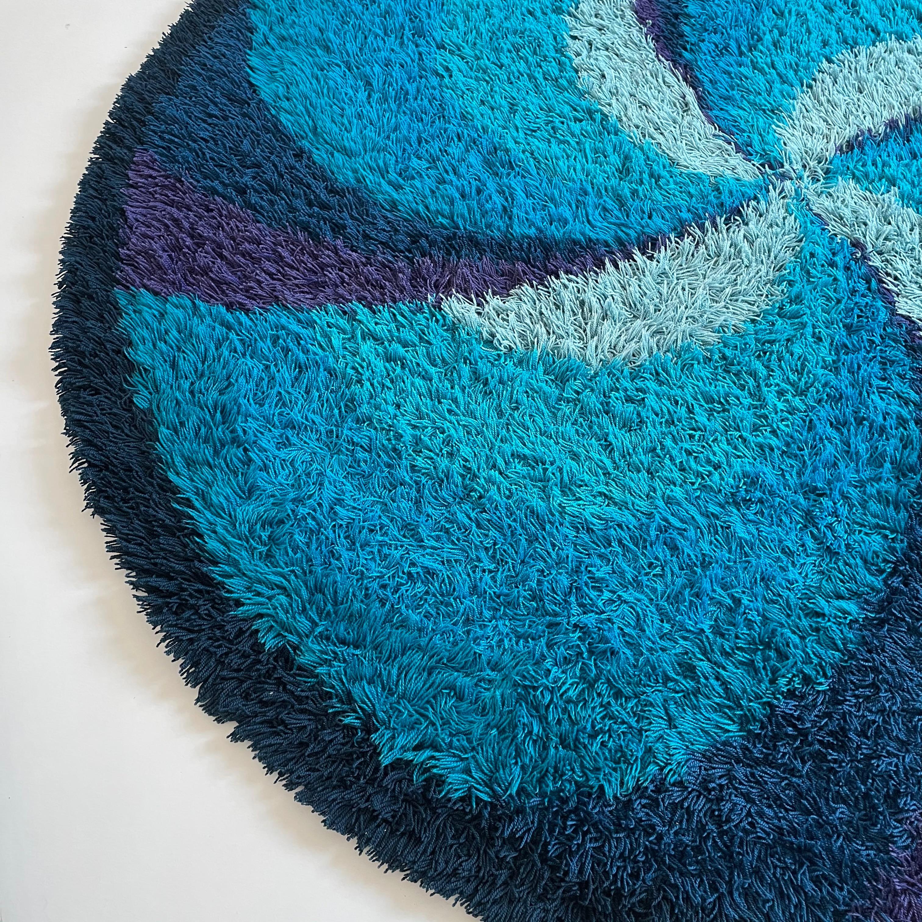 Extra Large Original Scandinavian High Pile Rya Rug by Ege Taepper, 1970s In Good Condition For Sale In Kirchlengern, DE