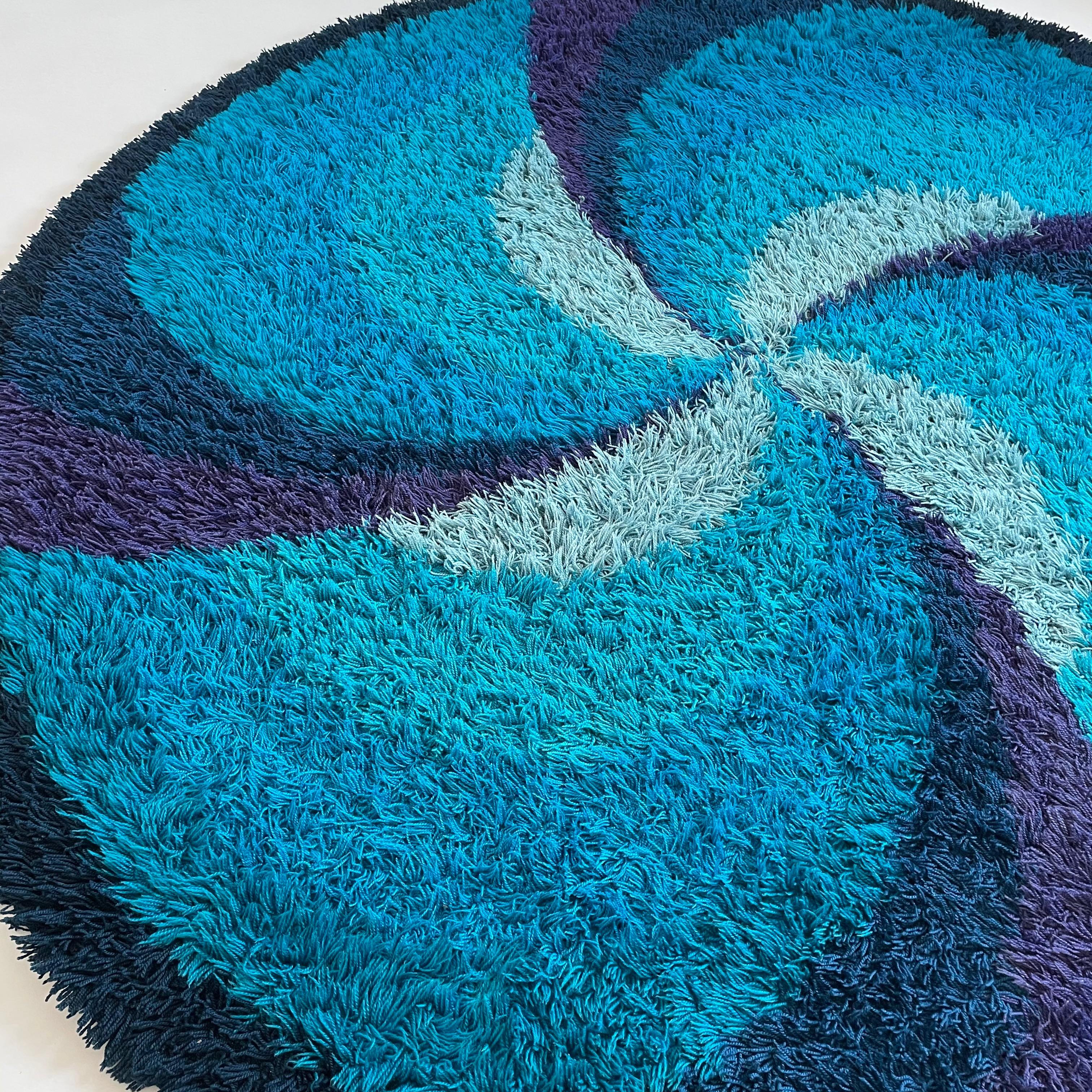 20th Century Extra Large Original Scandinavian High Pile Rya Rug by Ege Taepper, 1970s For Sale