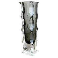 Extra Large Mandruzzato Faceted Glass Sommerso Vase Made in Murano, Italy