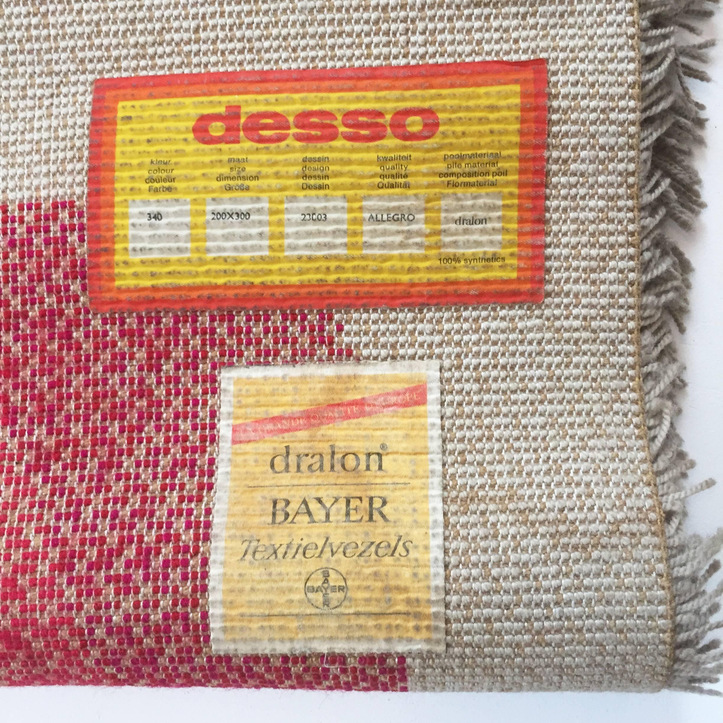 Dutch Extra Large Vintage 1970s Modernist Multi-Color High Pile Rya Rug by Desso